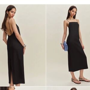 The Reformation Gael Linen Dress Black Size 4 New NWT